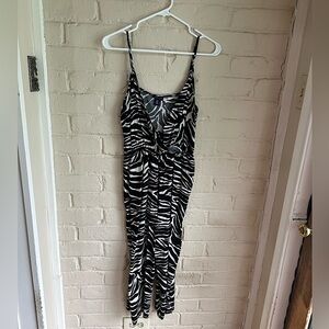 UK2LA size small black and white zebra print spaghetti strap romper